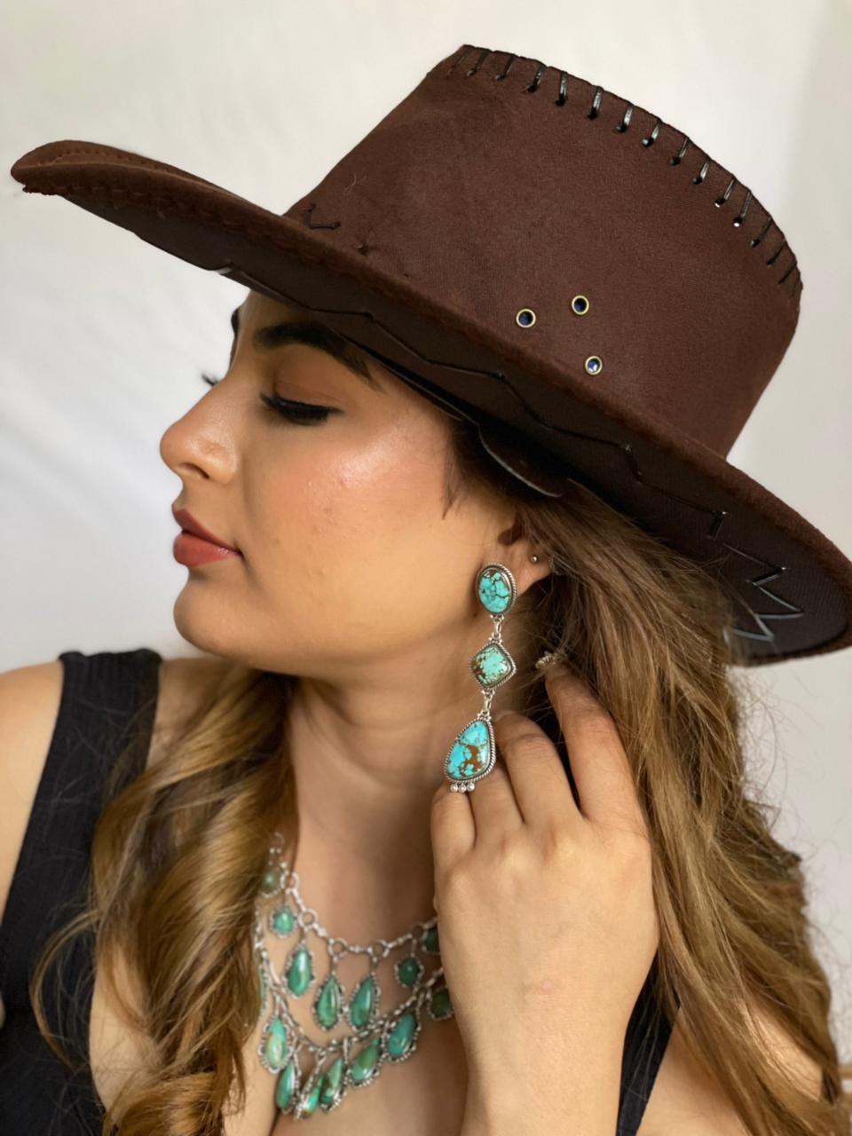 Handmade Sterling Silver Number 8 Turquoise Post Dangle Earrings with Signed Nizhoni (1)